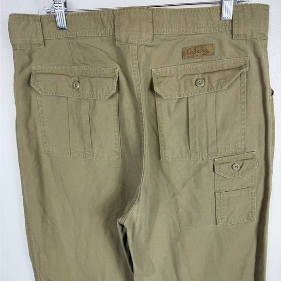 Cabelas Mens Cargo Pants Unhemmed 100% Cotton 36 Regular Outdoor Khaki - Picture 5 of 6